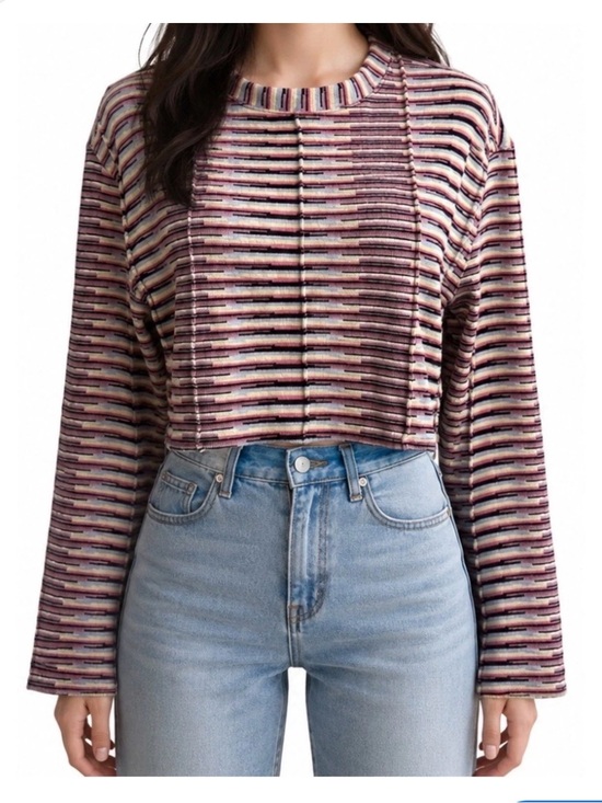 Urban Outfitters Sweaters - Urban Outfitters Boho Stripe Boxy Crop Sweater M
